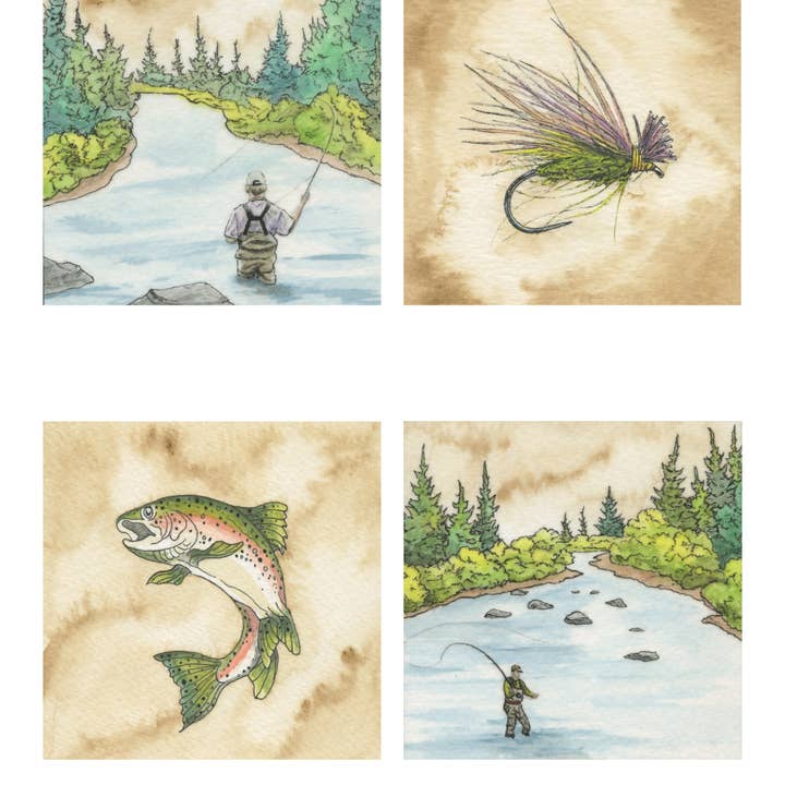 Fly Fishing All-Occasion Blank Notecard Set | Gift for Dad for wholesale by Forever Caroline LLC