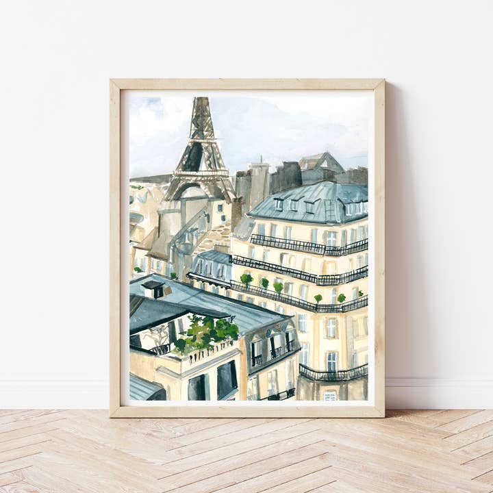 Paris byggnader väggkonst, Eiffeltornet Illustration för wholesale av Medjool Studio Art Print Shop