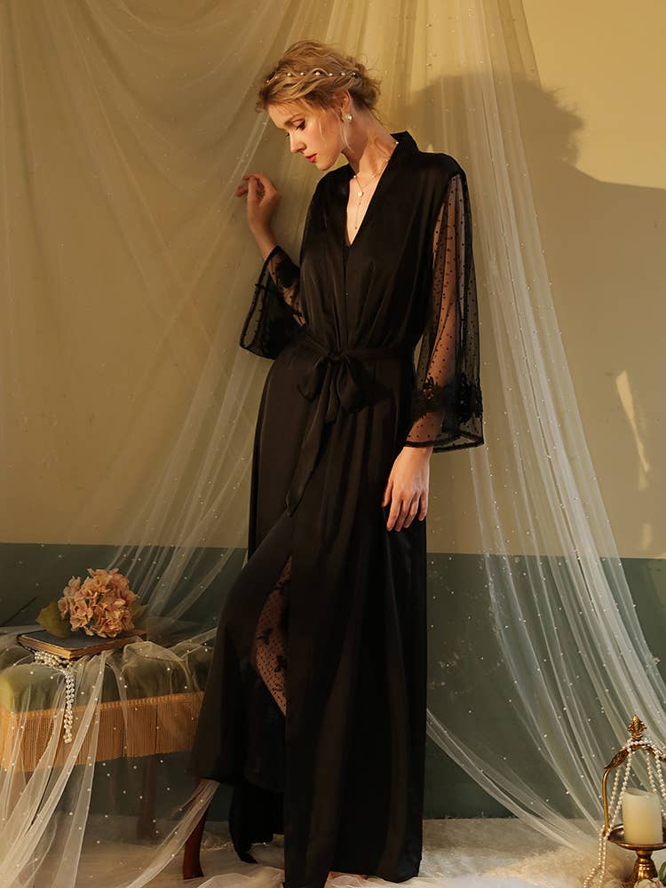 Sweetkama - Wholesale Robe - Women's - Lace Night Gown, Silk Robes,Bridal Party Robes,with babydoll13