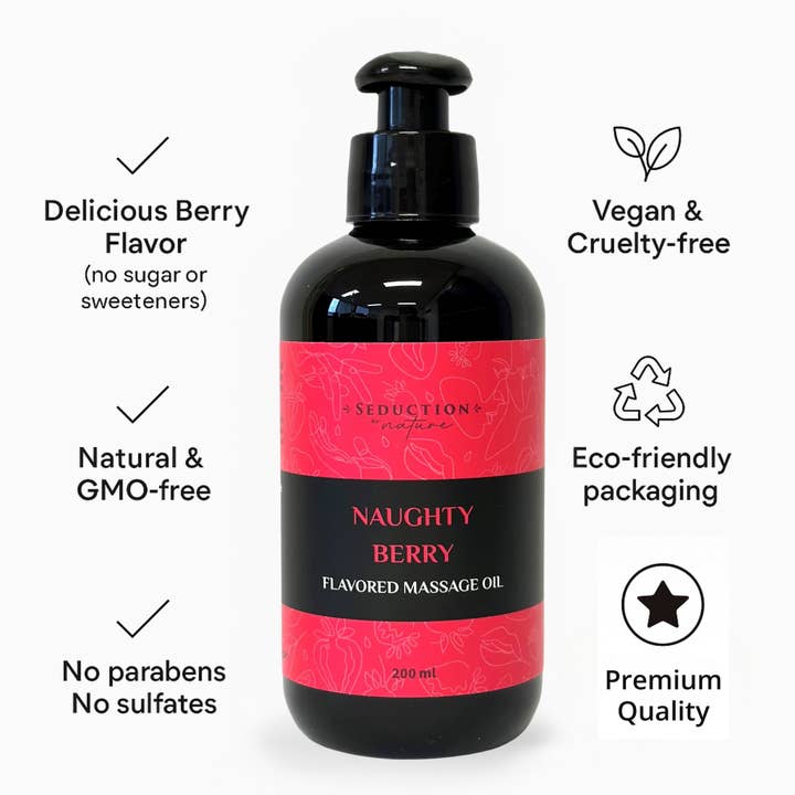 Seduction by Nature - Wholesale Massage Oil/Gel - Naughty Berry - Kissable Massage Oil1