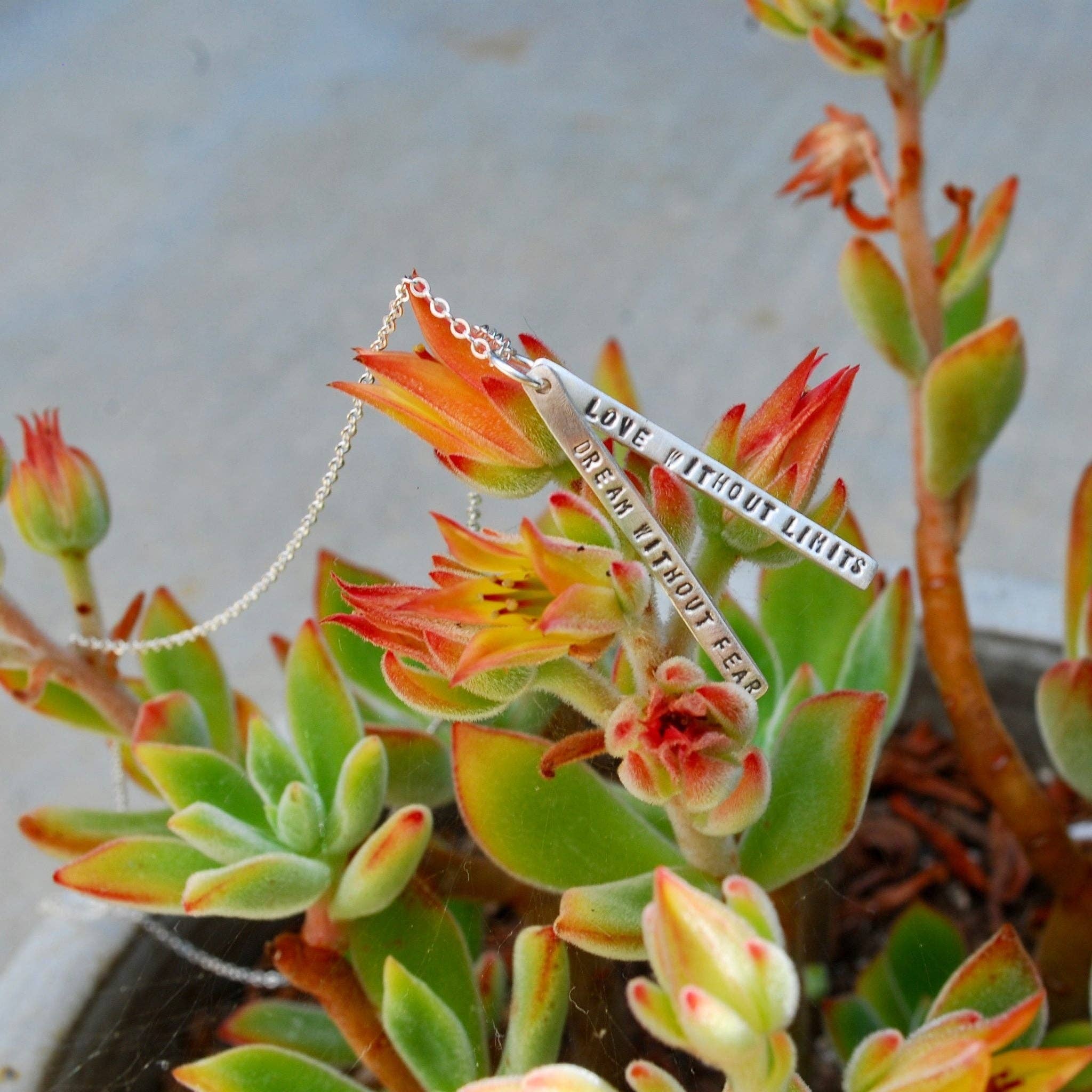 Chocolate and Steel - Vente Colliers à pendentif - Rêver sans peur Aimer sans limites - Collier citation2