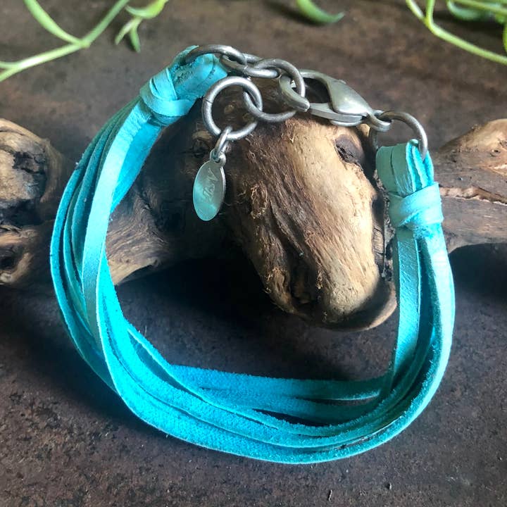 Turkis & Sølv Læder 7-Strand Armbånd - Turkis & Sølv, Boho Western for engroshandel på Faire0