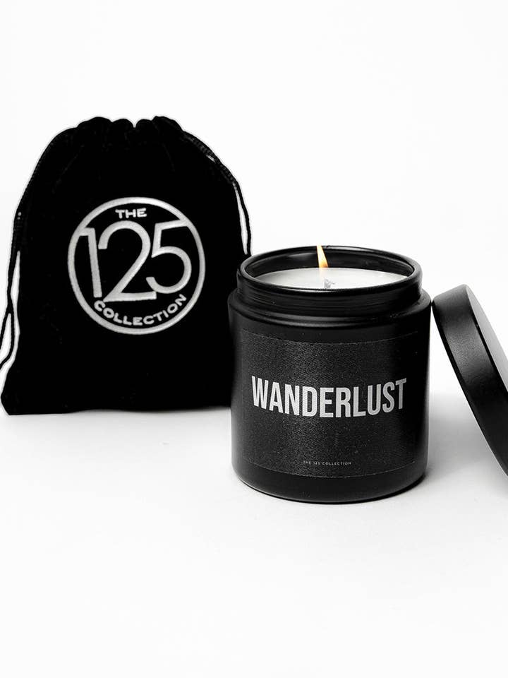 WANDERLUST 9oz Glam Tin Candle for wholesale by The 125 Collection