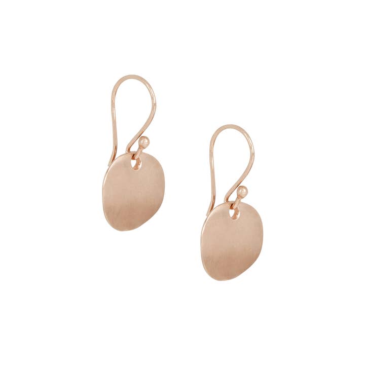 Van Peterson Designs – wholesale Hängande örhängen – River sten små släta Rose guld skiva örhängen