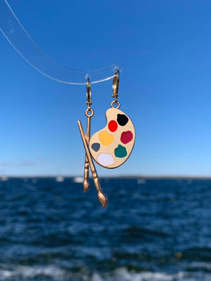 Mismatch Palette and Brush Earrings for wholesale by HolyGuacamolly