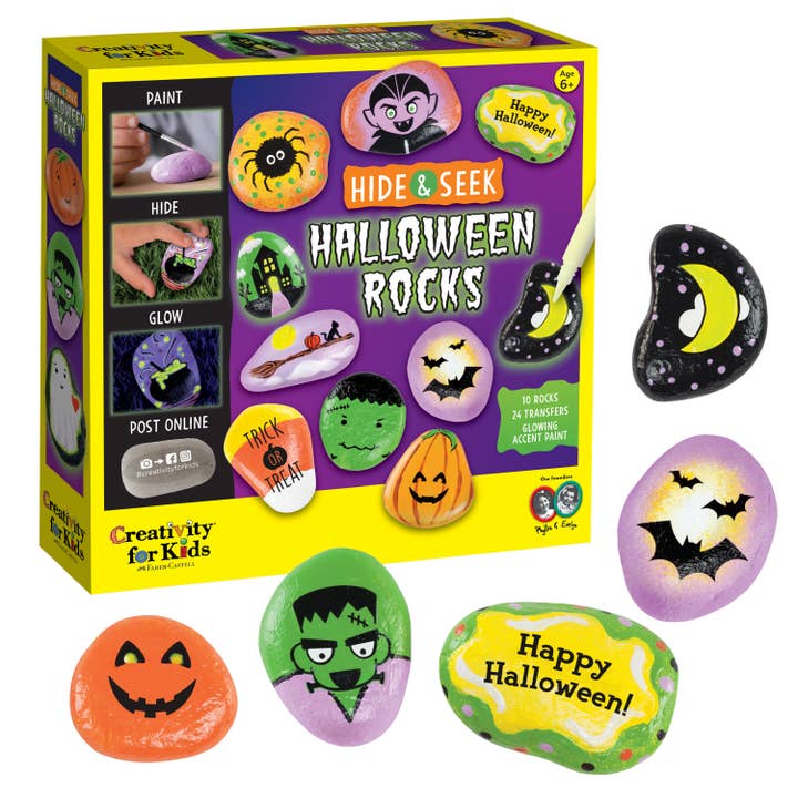 Faber-Castell / Creativity for Kids - Wholesale DIY Craft Kit - Kids - Halloween Hide & Seek Rock Painting Craft Kit for Kids