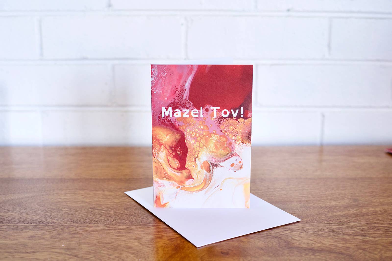 AbstractbyRabrams - Wholesale Congratulations Card - Mazel Tov Card - Orange, Pink - Bat Mitzvah - Judaica - Bar Mitzvah - Bris - B'nai Mitzvah 1