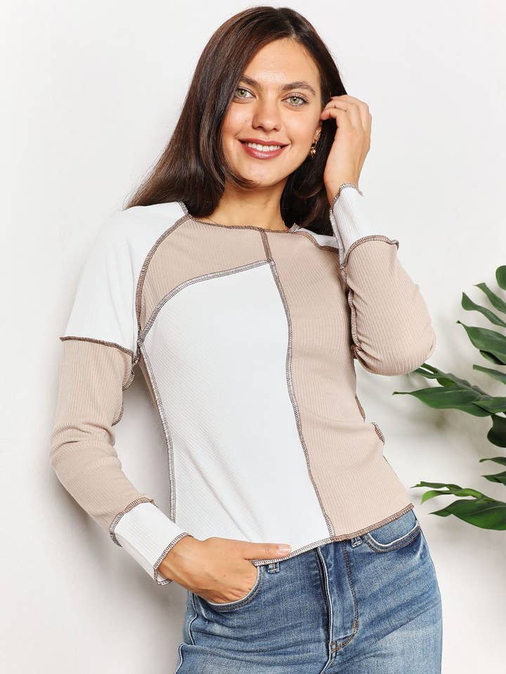 Color Block Exposed Seam Top for wholesale by Fashion Quality Boutik