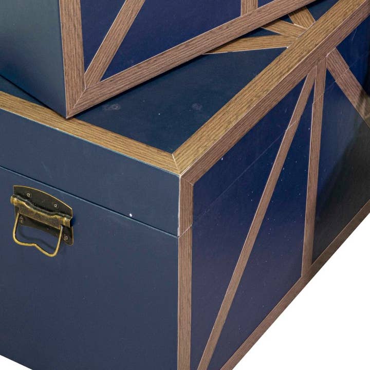 Holz-Ökoleder-Truhe 1-3 Blau Rechteckig CM68x38h40 für den Großhandel von Vacchetti