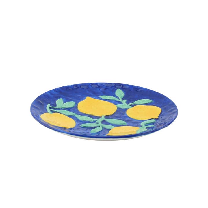 Deco Plate- Lemons - Blue/Yellow-17,5x17,5x2cm for wholesale by Housevitamin bv