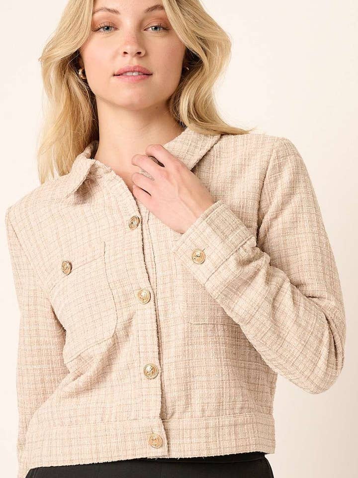 mittoshop - Wholesale Jacket - Women's - TWEED COLLARED CROP JACKET9