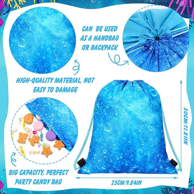 Crover - Wholesale Drawstring Bag - Kids - Ocean Party Favor Bags – Blue Drawstring Backpacks3