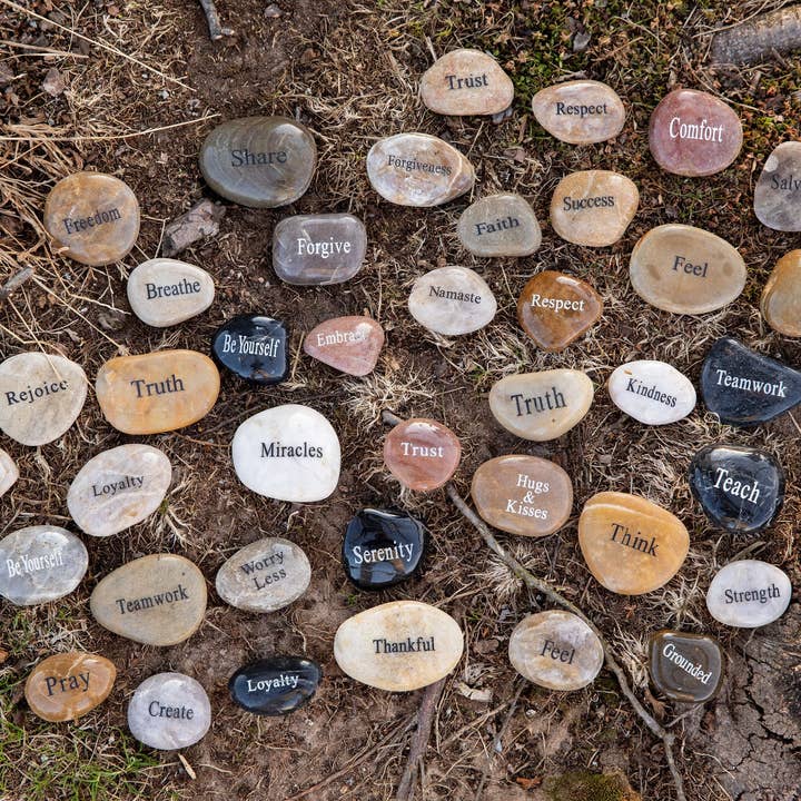 Engraved River Rock Word Stones - Sold Individually and other Purchase Wholesale serenity. Free Returns & Net 60 Terms on Faire trending on Faire.