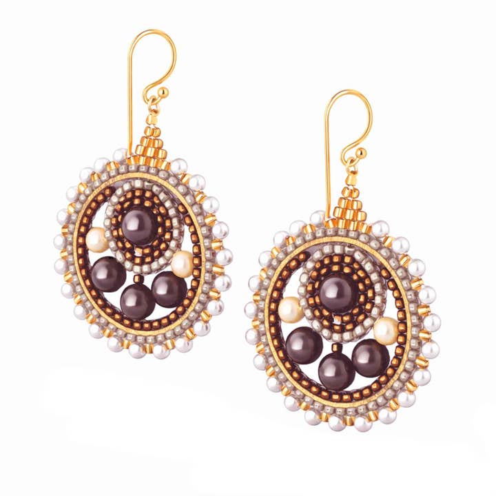 Earring Romina – Handmade in warm brown tones for wholesale by Impala