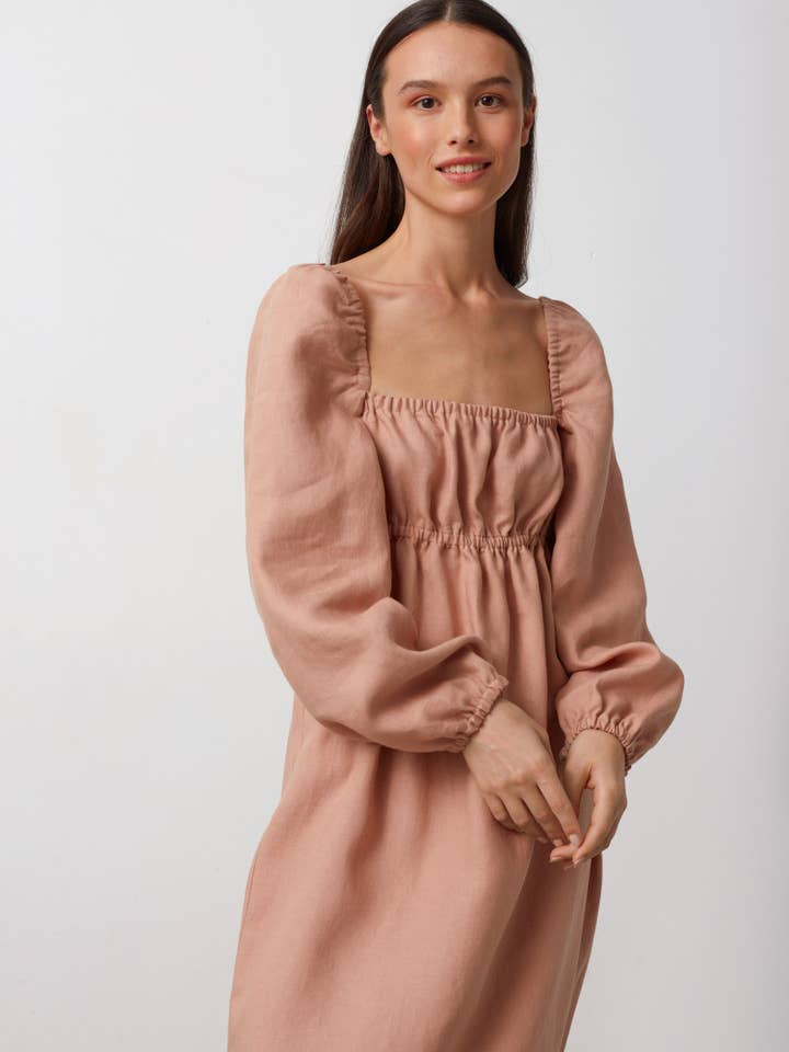 Midikleid Margot aus Leinen für den Großhandel von Love and Confuse