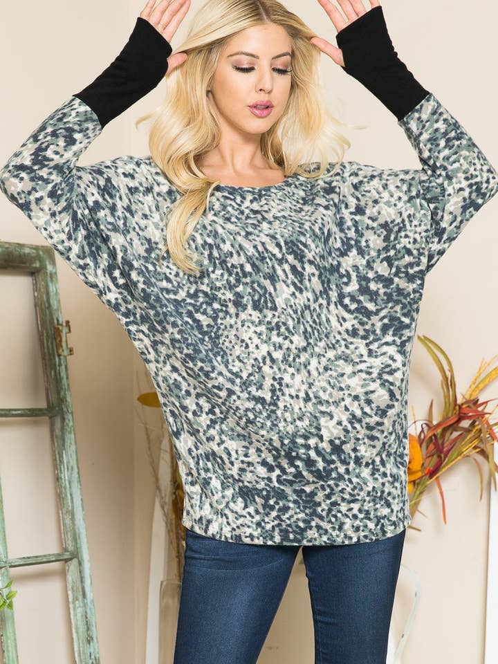 Ultra Soft Dolman Thumbhole Sweater-Brushed for wholesale by Orange Farm Clothing