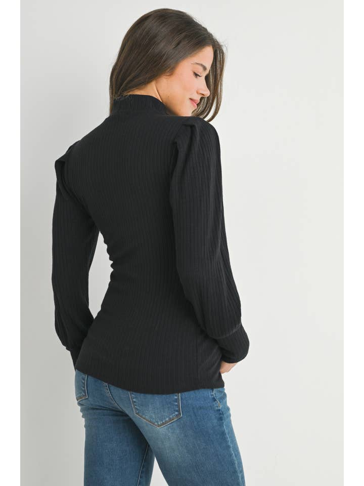Hello Miz - Wholesale Top - Maternity - Ribbed Mock Neck Puff Sleeve Maternity Top17