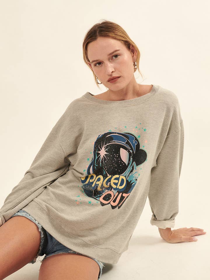 Spaced Out Vintage Graphic Sweatshirt for wholesale by Vintage Canvas