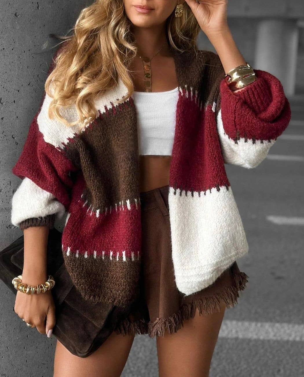 ESTEE BROWN - Wholesale Cardigan - Women's - Multi-colored wool cardigan - 1098