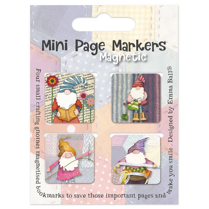Emma Ball Ltd - Wholesale Bookmark - Crafting Gnomes Set of 4 Mini Magnetic Page Markers