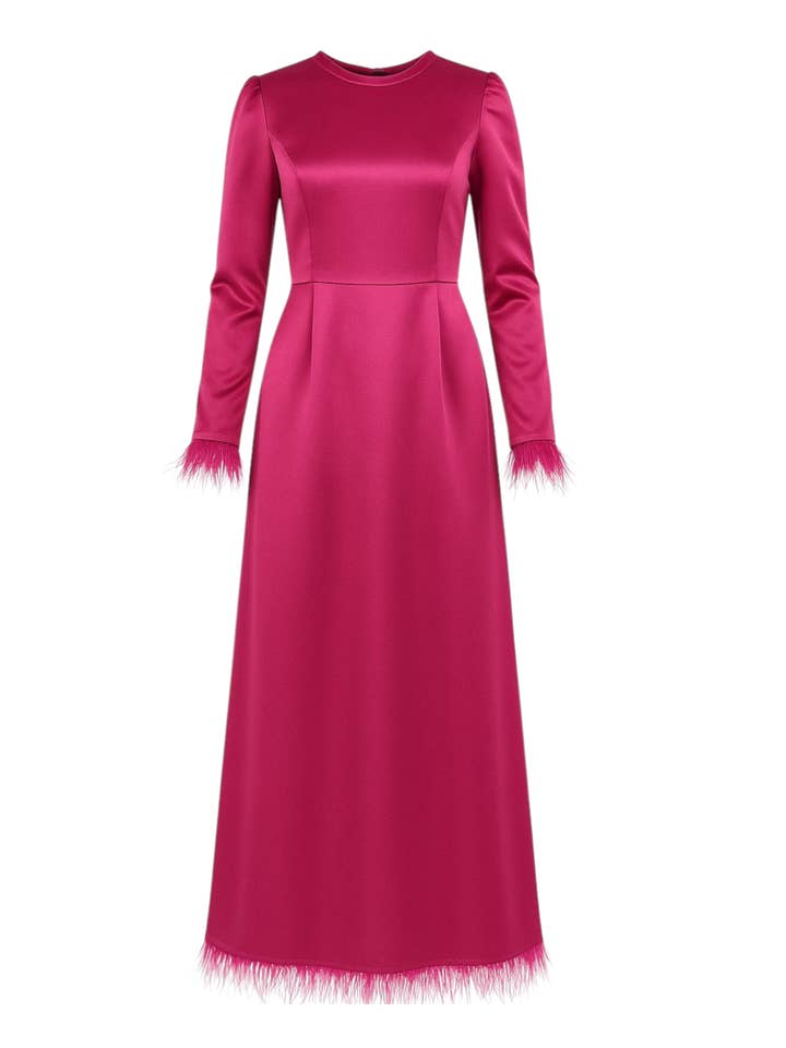 WENOR - Wholesale Dress - Women's - Satin dress women's evening dress simple Abiye Abaya modest fashion3
