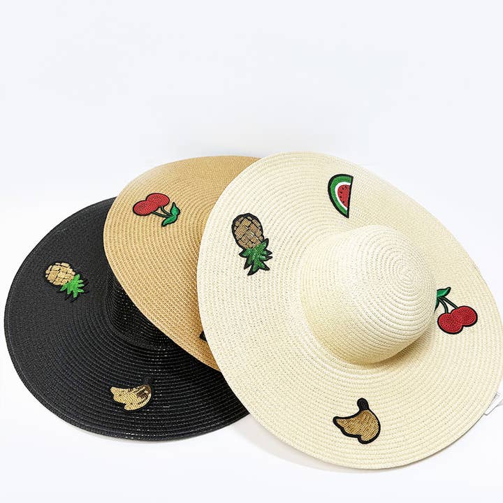 Wide Brim Fruit Patch  Sun Straw Hat for wholesale by Funteze
