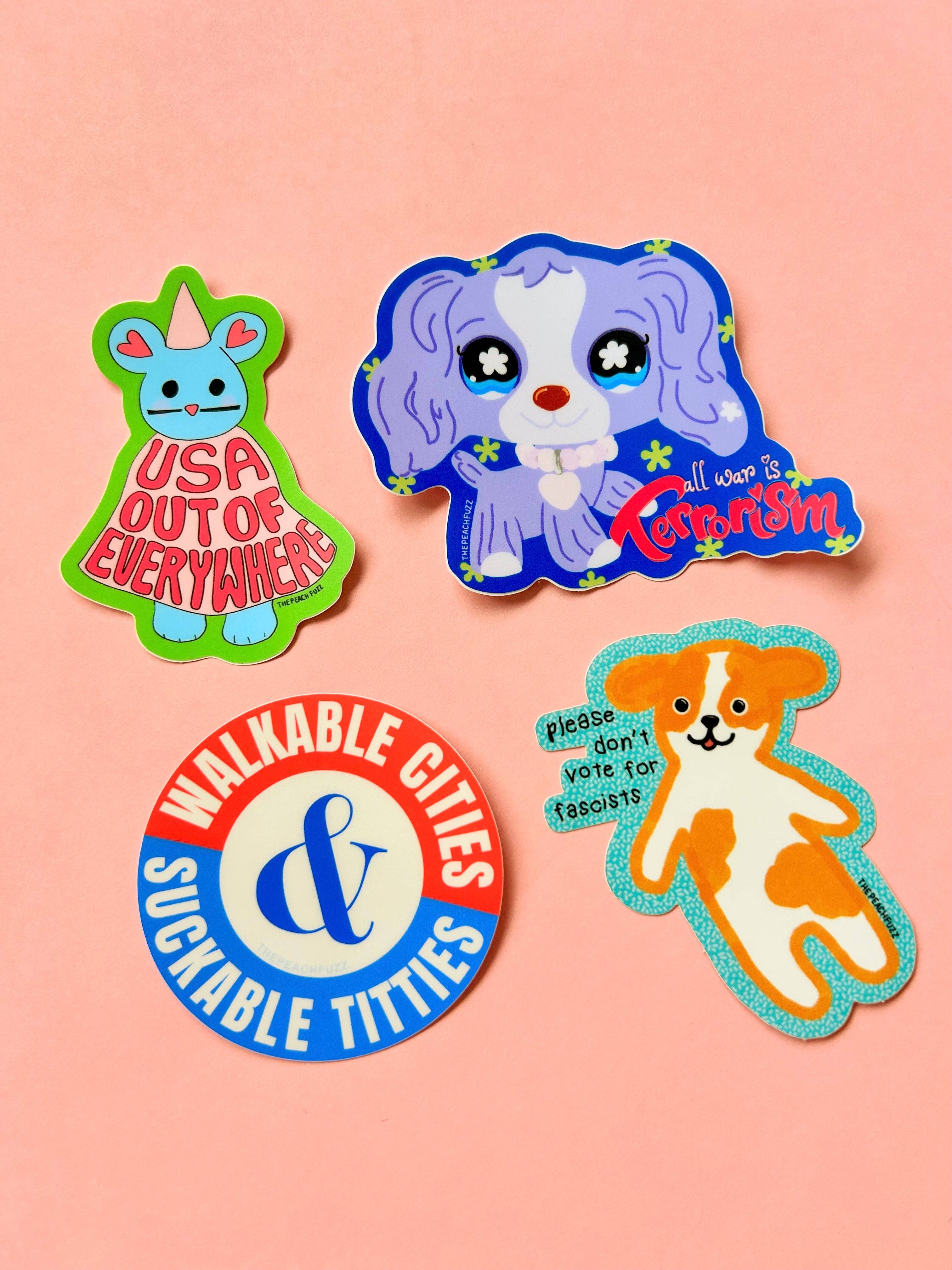 The Peach Fuzz - Wholesale Sticker - Walkable cities & suckable titties sticker4