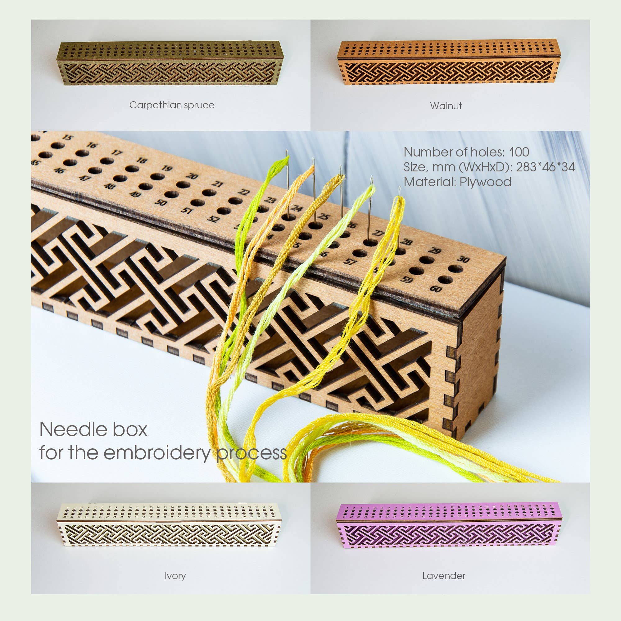 Embroidery craft - Wholesale Embroidery/Cross Stitch Supplies - Wooden Embroidery Needle Organizer Box – 60 Holes9