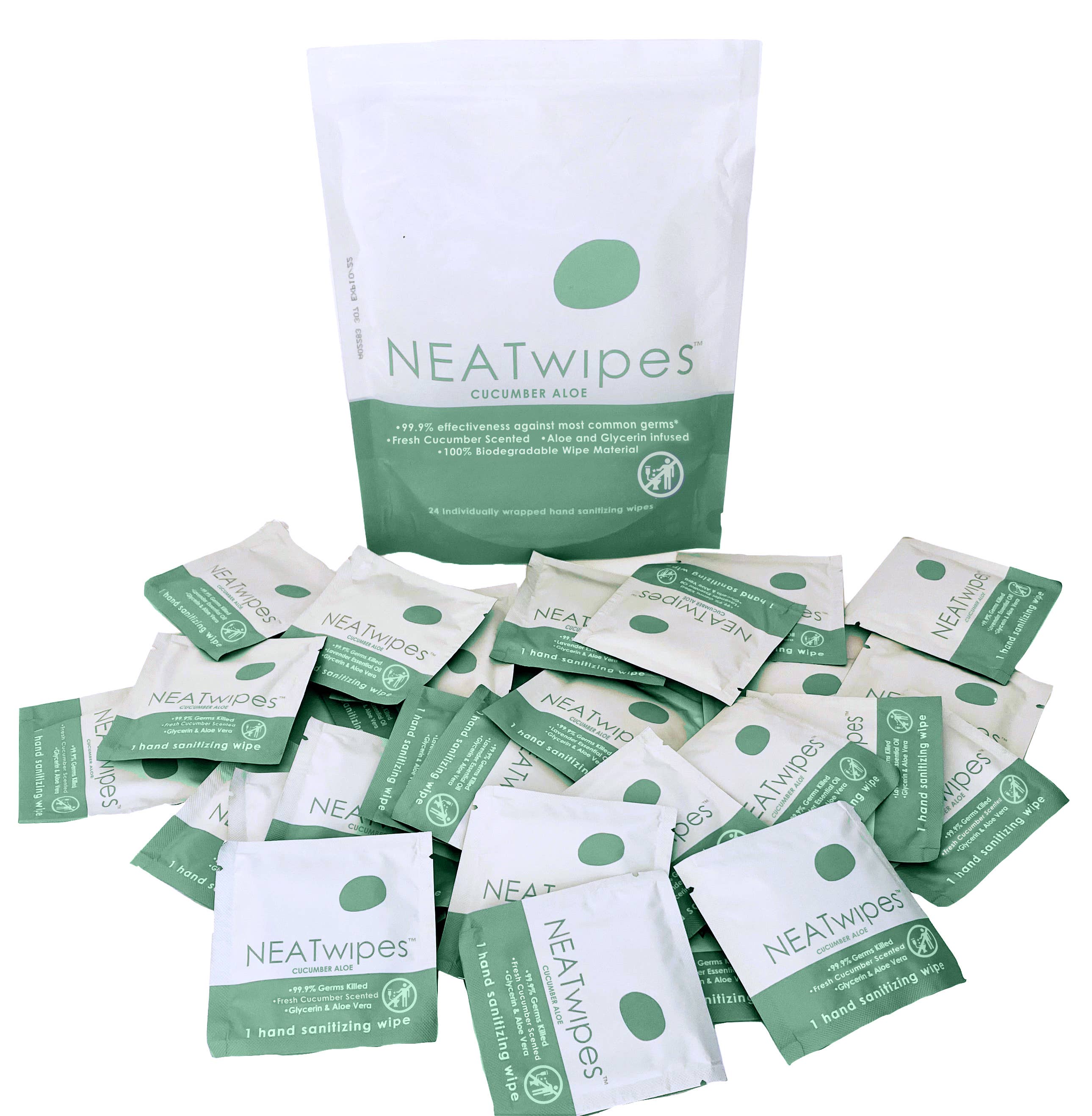 NEATGOODS, LLC. - Wholesale Hand Sanitizer - Individually Wrapped Hand Wipes | Biodegradable | Cucumber