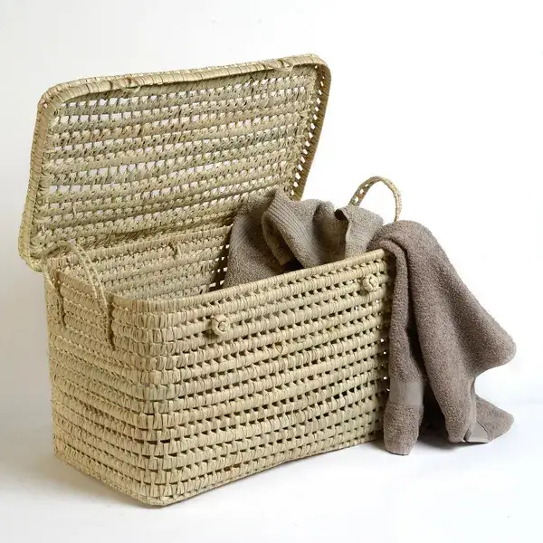 High crafty - Wholesale Basket - 🧺 Large Palm Leaf Basket with Lid – Handwoven Storage (Rect0