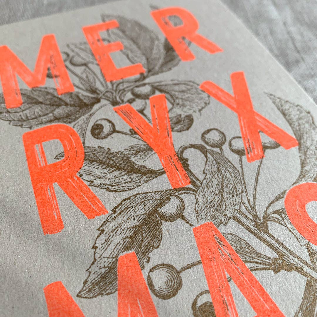 Togethery - Vente Cartes de Noël - Carte postale/Typo/Joyeux Noël/Orange fluo2