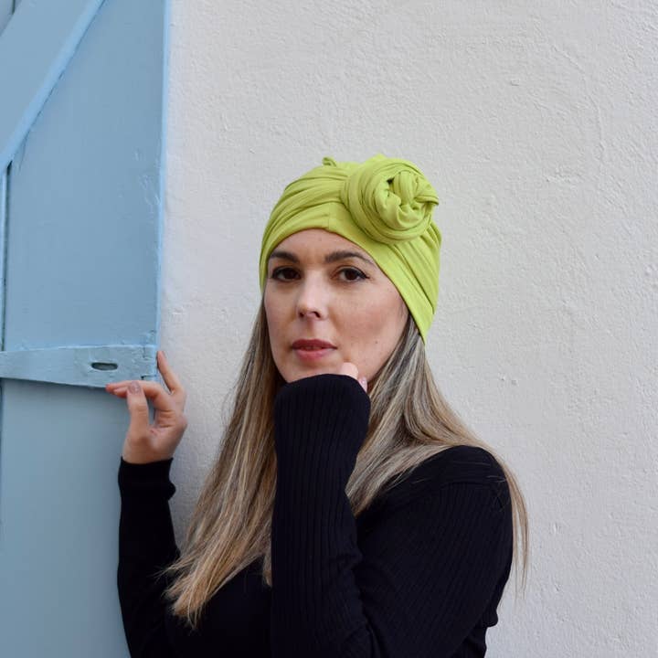 Petitama - Wholesale Turban - Women's - Chartreuse turban hat for women, chemo headwear