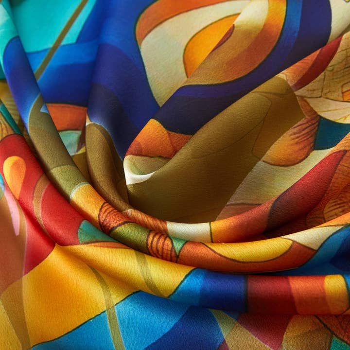 Multicolor Sonhando Cléo pequeno quadrado de seda para venda a revendedores na Faire5