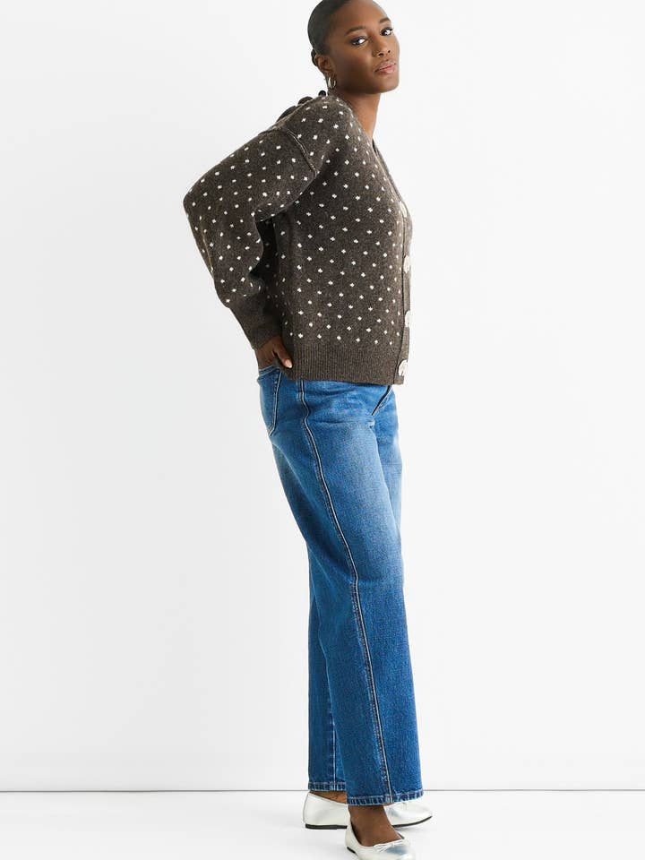 GINI LONDON - Wholesale Cardigan - Women's - Chocolate Spot Print Button Cardigan Look Jumper3