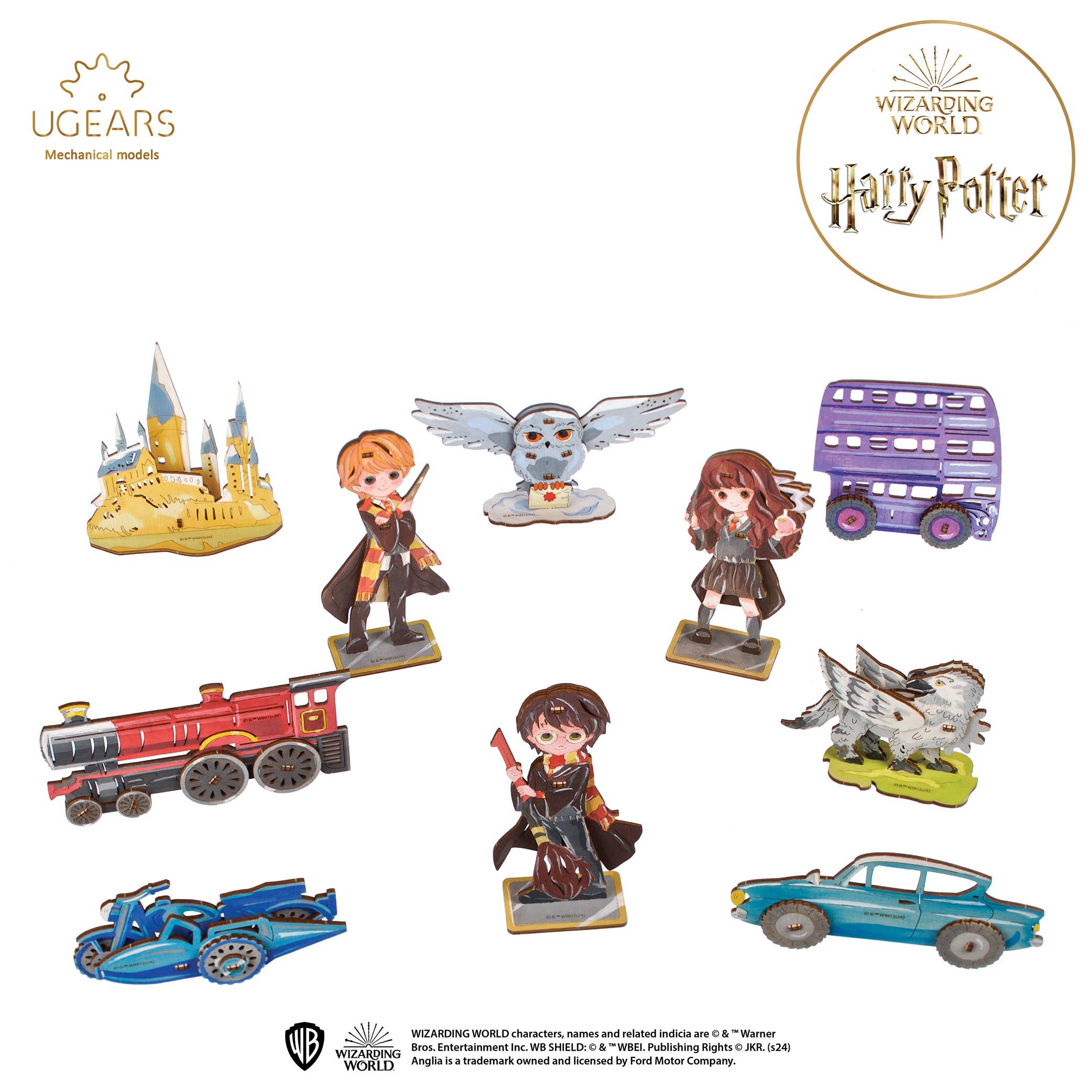 Ukidz LLC - Vente Kit de bricolage – enfant - UGears Hogwarts™ Express (Puzzle 3D en bois - Coloration)1