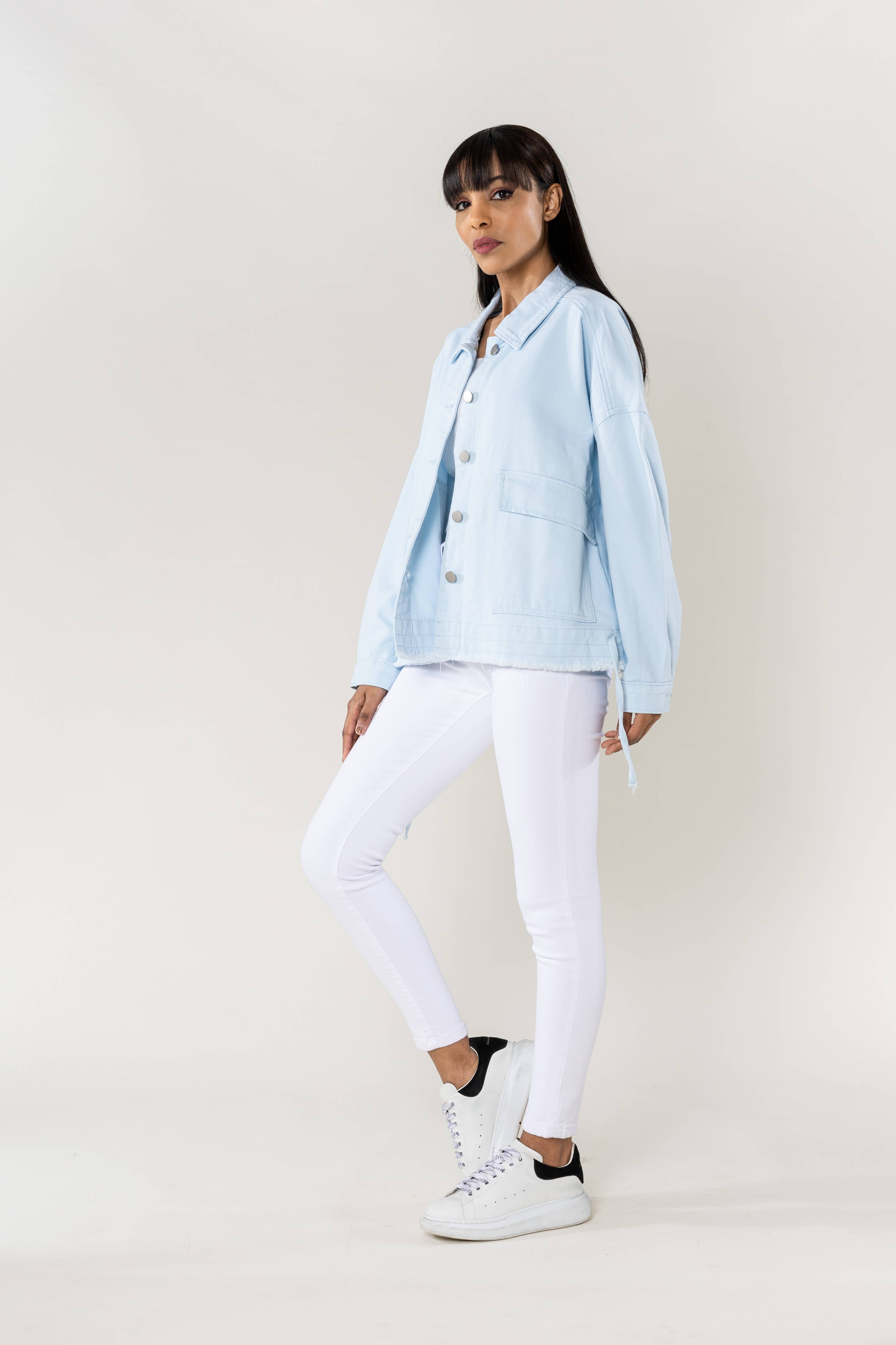 Nina Carter – Casaco de ganga - Mulher por atacado – Casaco de ganga oversized Nina Carter bolsos grandes S56218