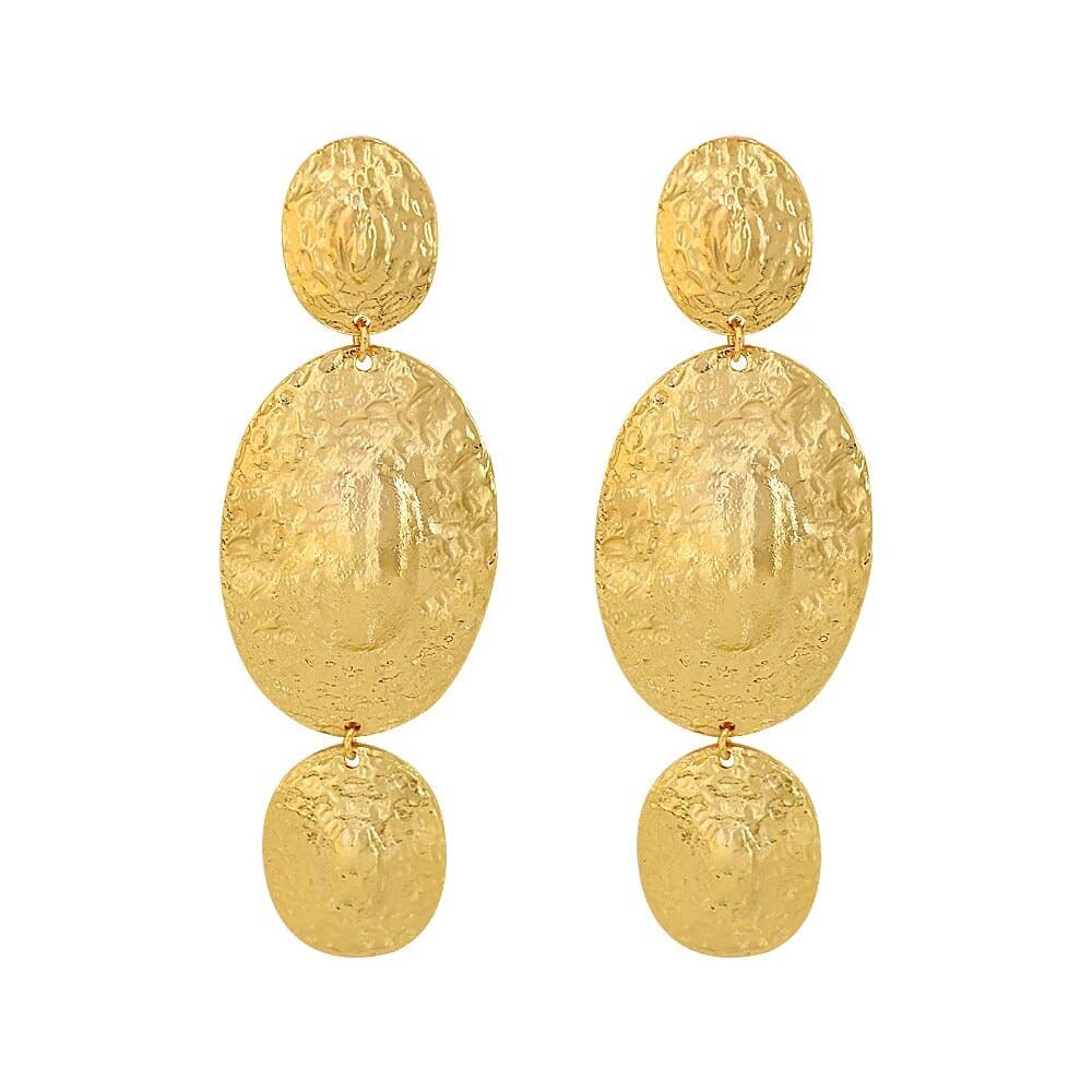 Nicholls Jewellery – wholesale Dangle earrings – Oval Disc Statement Gold Earrings6