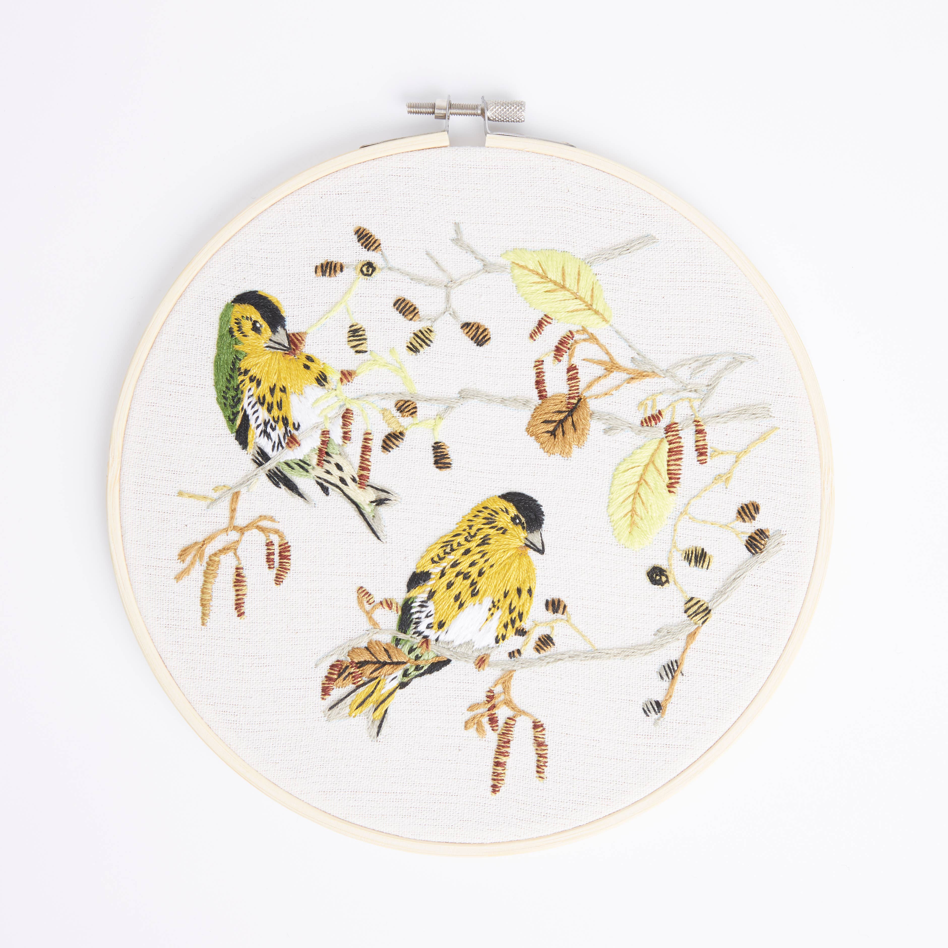 West Design Products - Wholesale Embroidery/Cross Stitch Supplies - Natural History Museum Embroidery Hoop Kit, Siskins 8"5
