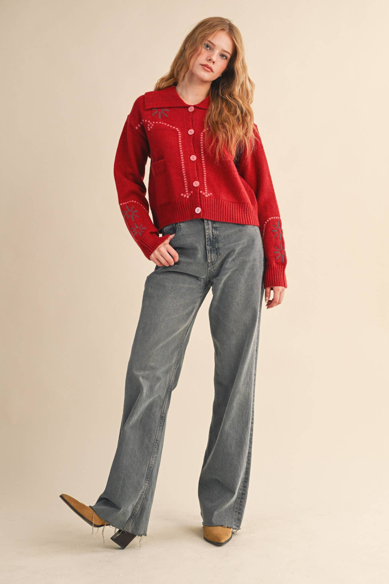 &MERCI - Wholesale Cardigan - Women's - WESTERN DESIGN SWEATER CARDIGAN MSW112174