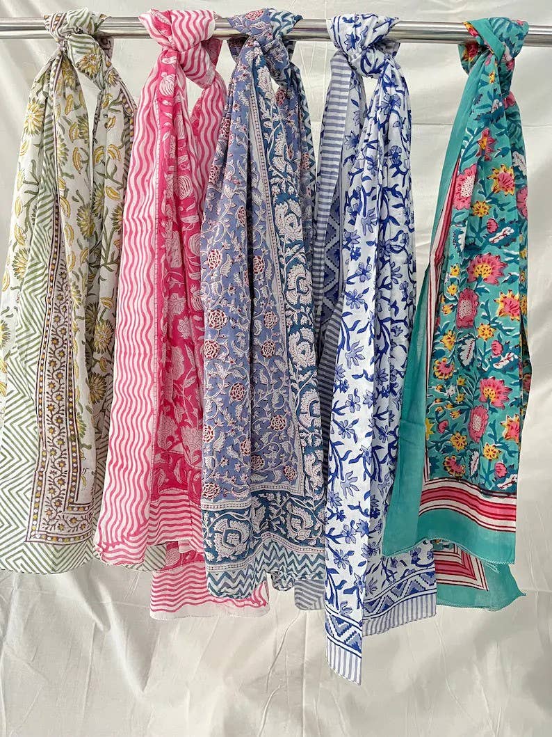 bhavnas boutique - Wholesale Swim Cover Up - Women's - 5 Pcs Lot Organic Cotton Block Print Beach Wrap Sarong0