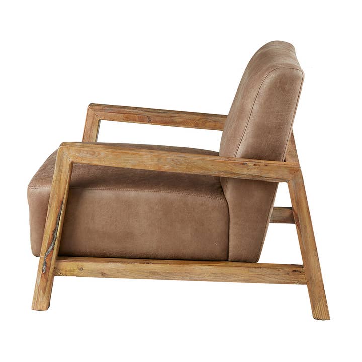 Olliix - Wholesale Chair - Mid Century Modern Wood PU Leather Living Room Accent Chair*