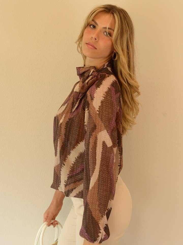 Ambiente - Wholesale Blouse - Women's - PRINT LONG SLEEVE TOP-TLA13023