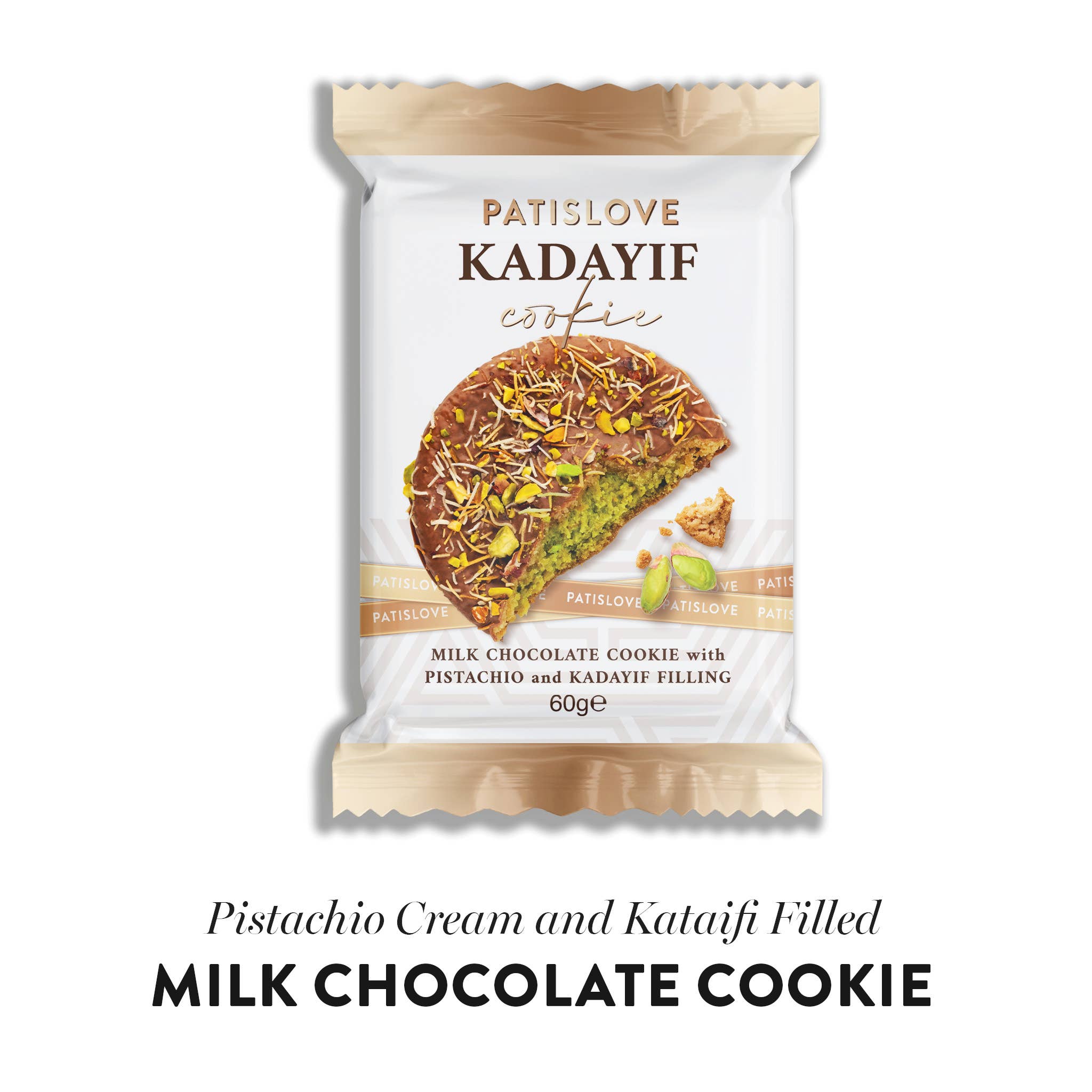 Patislove - Wholesale Cookie - Milk Chocolate Cookie with Pistachio and Kadayif Filling6