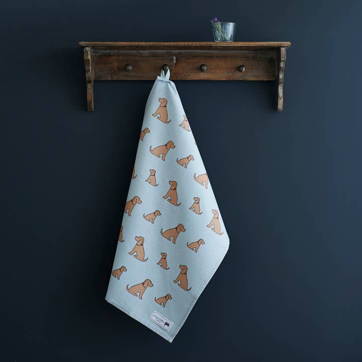 Organic Tea Towel - Cocker Spaniel (Golden) for wholesale by Sweet William Designs
