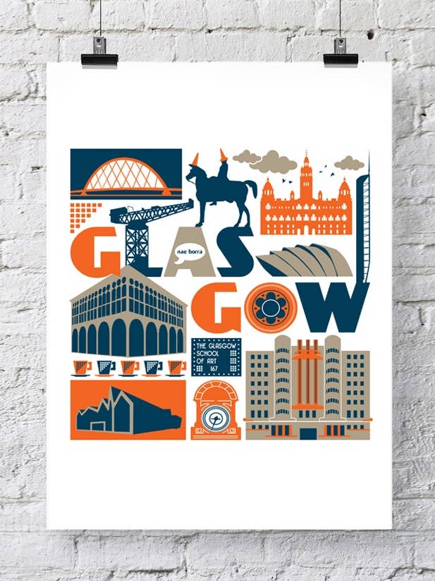 Impressão de Glasgow, Escócia por atacado de Susan Taylor Design