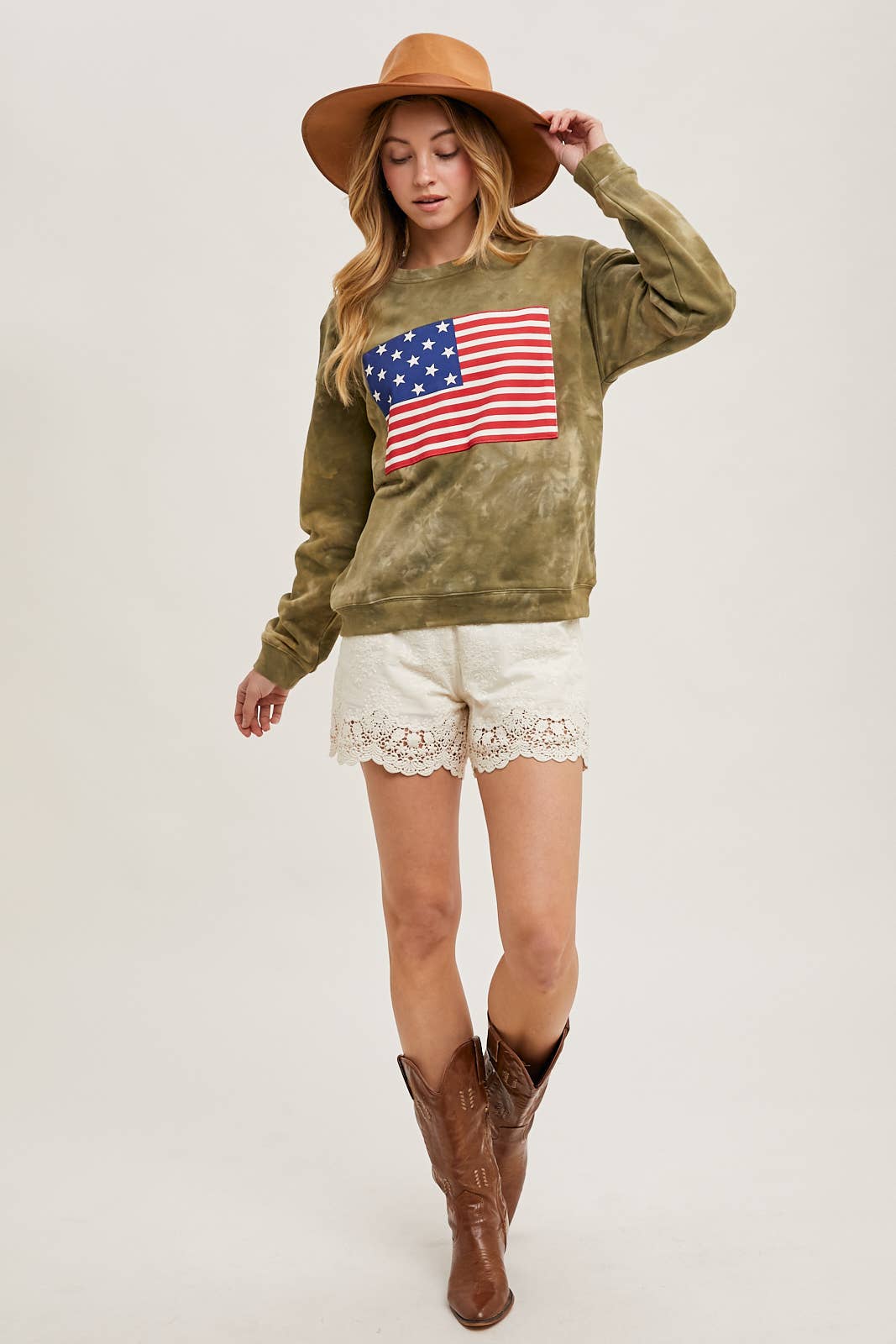 Bluivy - Wholesale Sweatshirt - Women's - US FLAG TIE-DYE SWEATSHIRT PULLOVER - 4TH OF JULY16