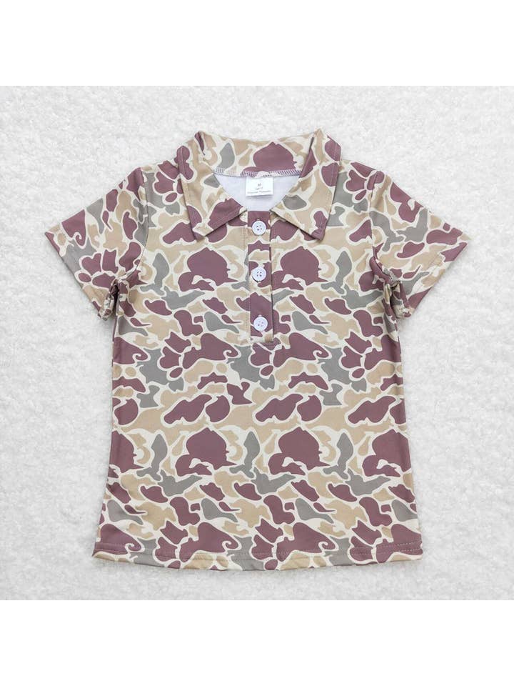 Aier Wholesale - Wholesale T-Shirt - Kids - Baby Boys Green Camo Short Sleeve Buttones Tee Shirts Tops