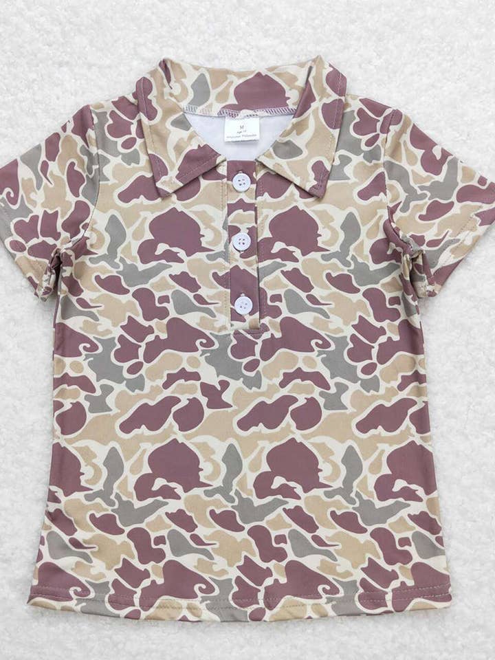 Aier Wholesale - Wholesale T-shirt – Kids - Baby Boys Green Camo Short Sleeve Buttones Tee Shirts Tops0