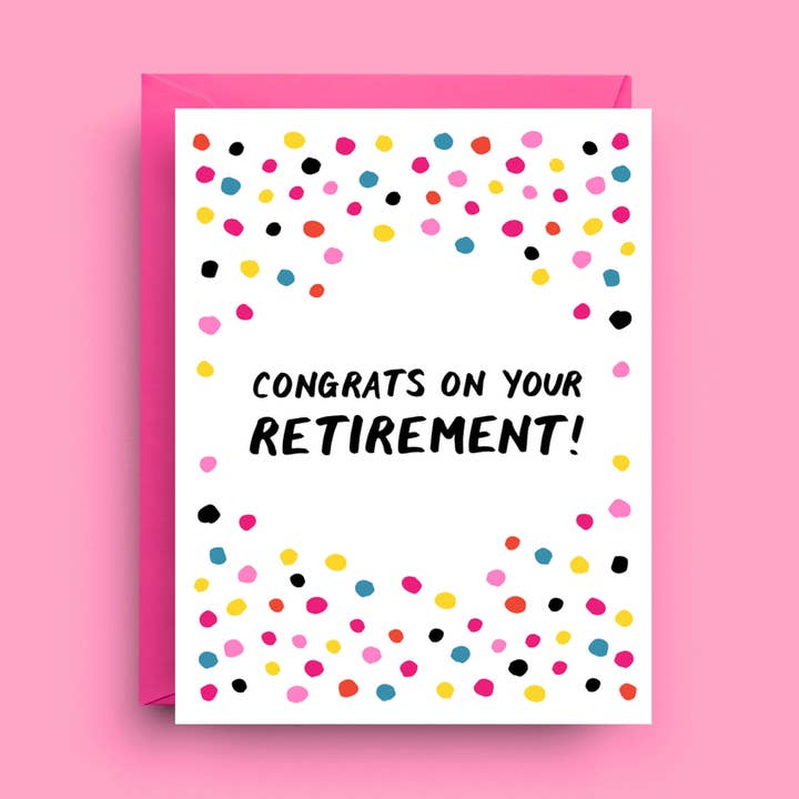 Retirement Card - Confetti Celebration Congratulations Card for wholesale by Nicole Marie Paperie
