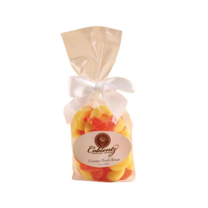 Coblentz Chocolate Company - Wholesale Gummy - Peach Rings Bag With Bow